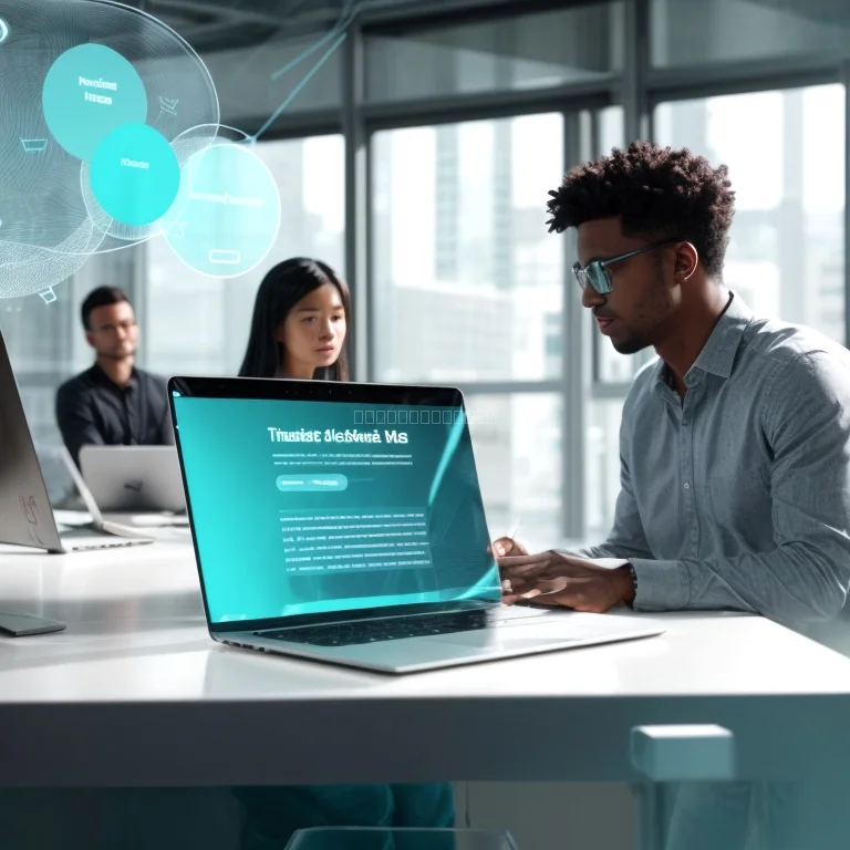 Person lernt mit Laptop KI-Module